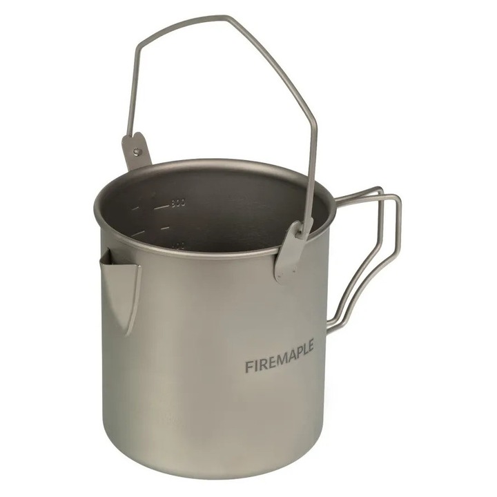 Oala camping FIRE-MAPLE Alti Titanium 0,9L, usoara, rezistenta, cu capac si manere pliabile