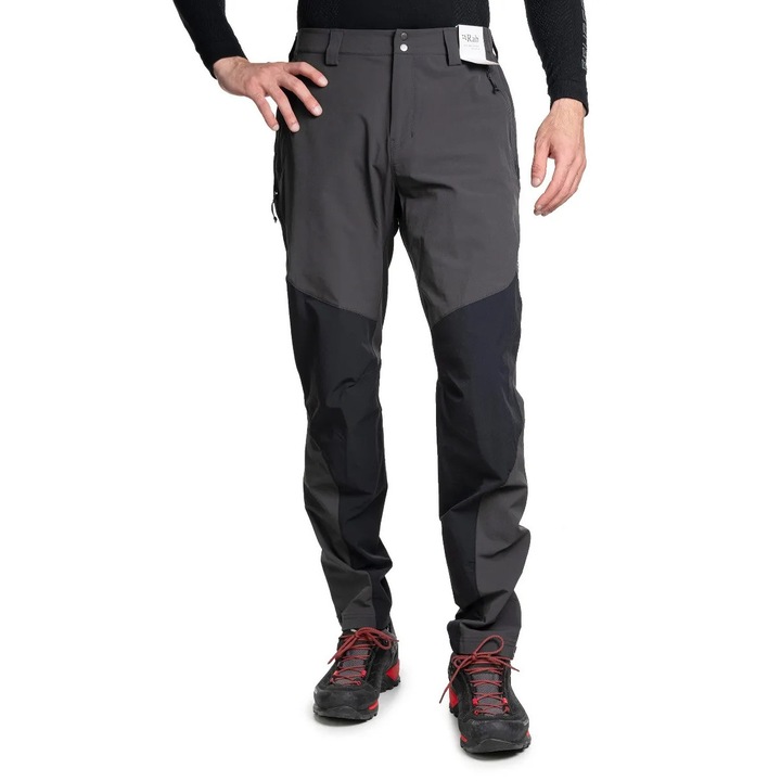 Pantaloni sport barbati Rab Torque Mountain Long, rezistenti la vant, gri/negru