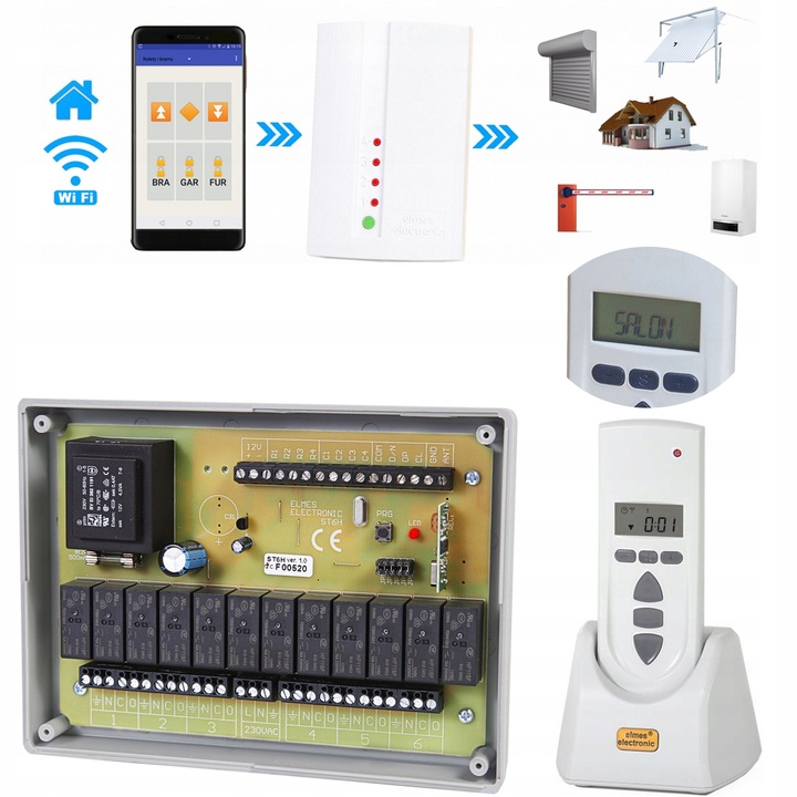 Kit Control Rolet Elmes, ST6H, Pilot STX LCD v.2, Modul Wi-Fi WF1, 6 rolete, wireless