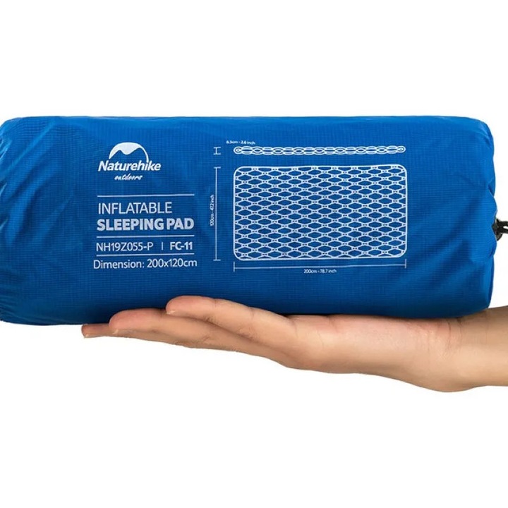 Saltea camping NATUREHIKE FC-11, 200x120x6.5cm, TPU Nylon, portabila, portocalie