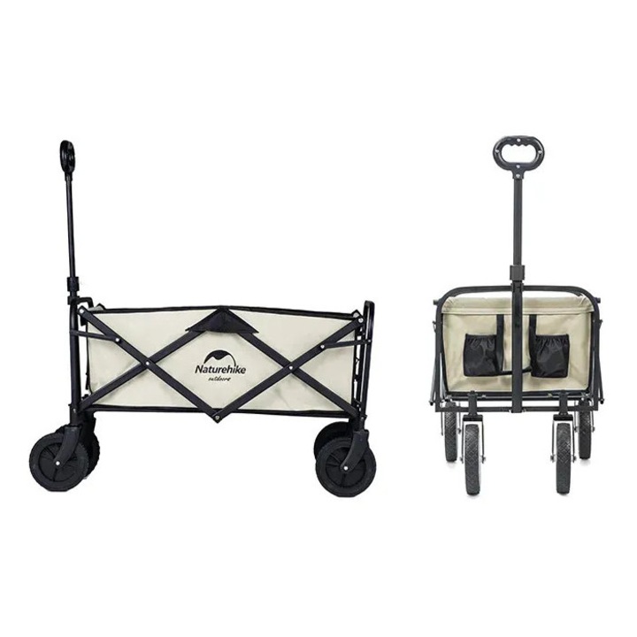 Carucior pliabil NATUREHIKE, cu frane, 90L, 120kg, material Oxford, maro