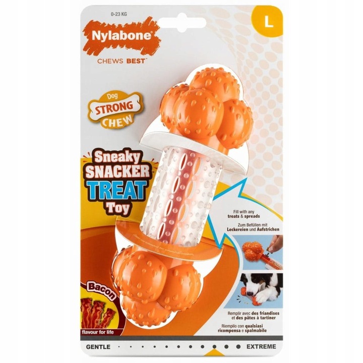 Jucărie pentru câini, Nylabone Strong Chew Sneaky Snacker, L, aroma bacon, nylon
