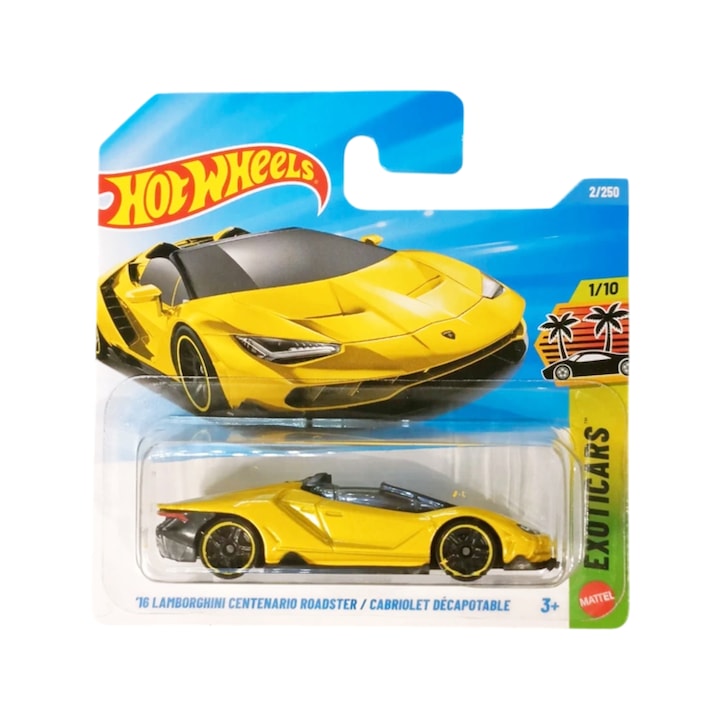 Количка Hot Wheels Lamborghini Centenario Roadster '16, жълта, мащаб 1:64 - модел 2025