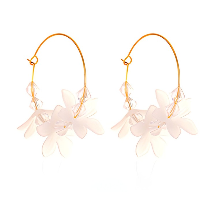 Flori de gheata cu parnisor, eleganta lunga, cercei cu petale de cristal multistrat, potrivit pentru zilele de obicei, date si imbracaminte de seara, culoare aurie