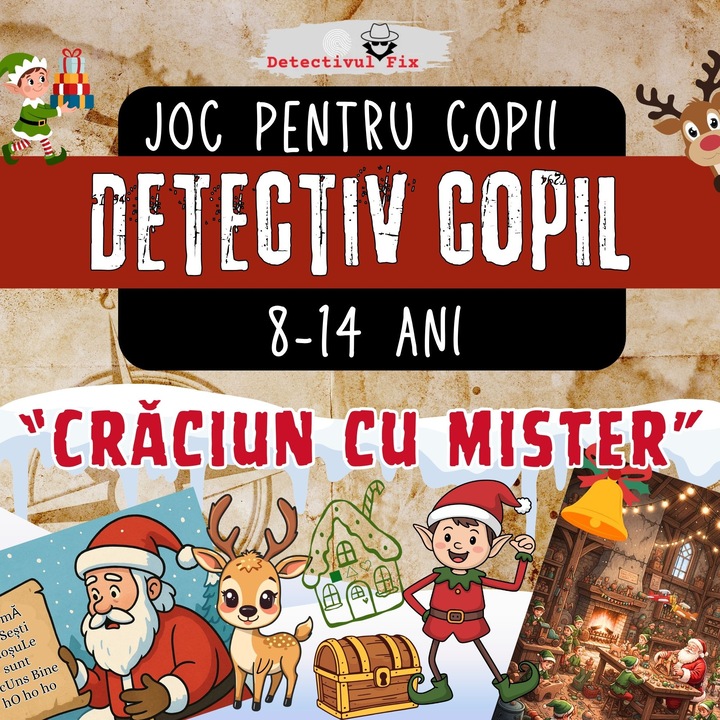 Joc Dosar Detectiv pentru Copii 8-14 ani, Caz: Craciun cu Mister, Idei de cadou Craciun copii, MAGIA CARTII, Colectia DetectivulFix, Seria OpinPuk