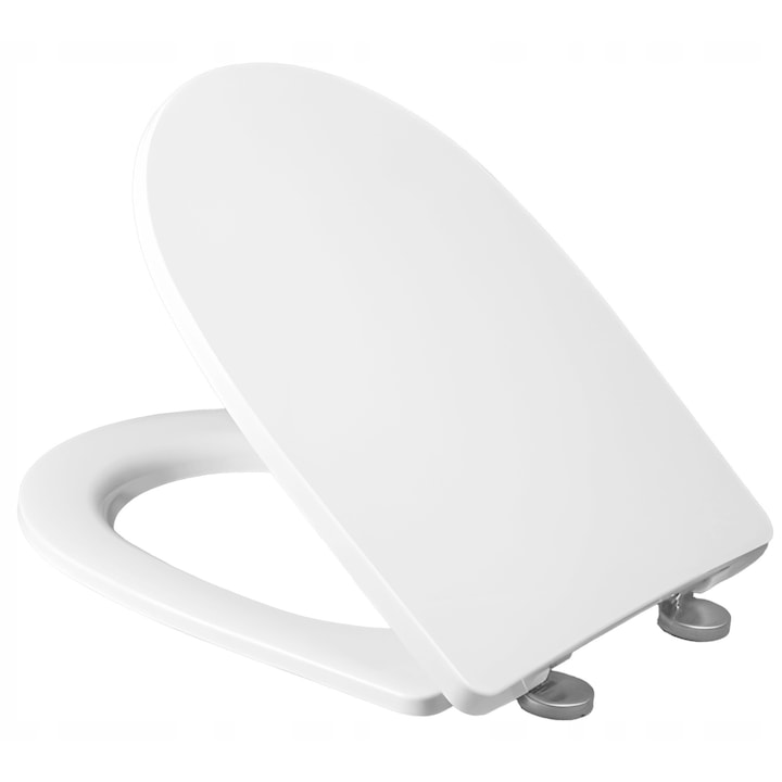 Capac toaleta MKW Duroplast antibacterian, rezistent la socuri, incluzând balamale metalice, alb