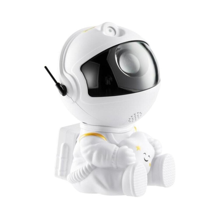 Mini proiector Astronaut XO model CF4, 8 moduri de proiectie si 3 combinatii vizuale (nebula, stele, ambele), Cap magnetic rotativ 360°, Telecomanda, Cablu incarcare