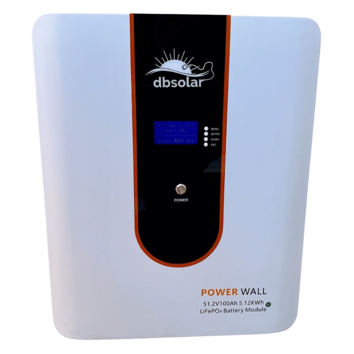 Baterie stocare LifePO4 51.2V, 5.12 KWh, 100Ah cu display LCD pentru sisteme solare