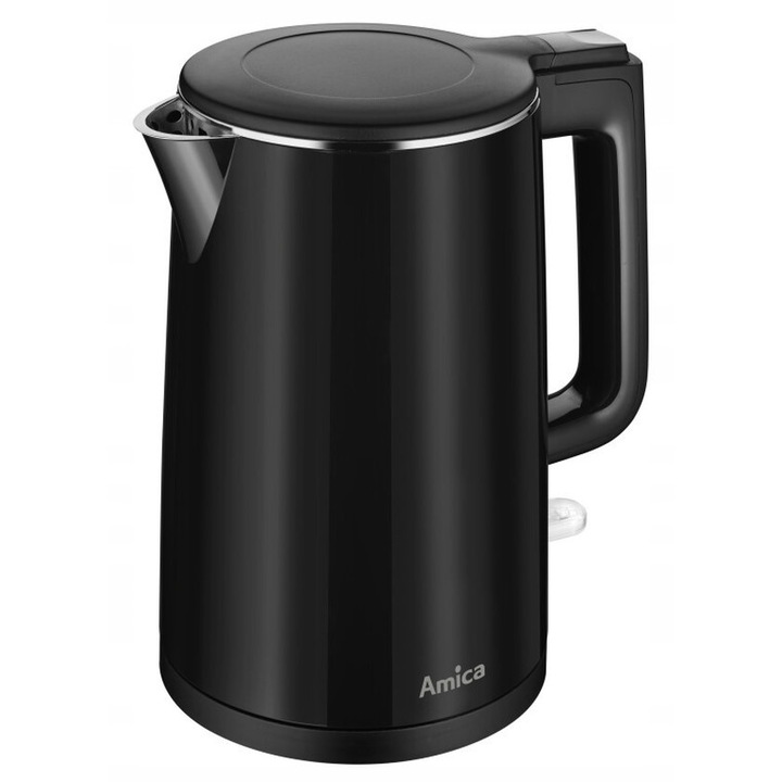 Ceainic electric Amica, 1.5L, 2200W, Negru, otel inoxidabil