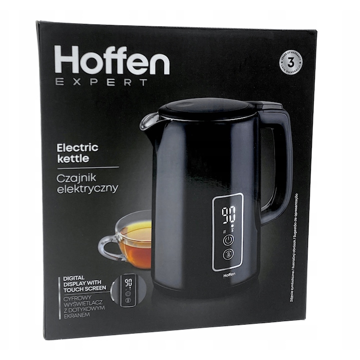 Fierbator electric Adler, 1,7L, 2200W, otel inoxidabil, negru, 23x13x26cm