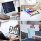 Husa cu tastatura pentru iPad Apple, compatibil cu tableta iPad 10th Gen 2022, iPad 11th Gen (A16) 2025, 10.9" Fara fir, Bluetooth, Cu Stilou, Mouse, Membrana Din Silicon Pentru Tastatura, Albastru
