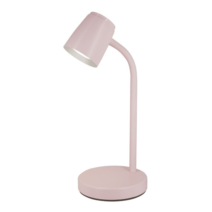 Lampa de Birou LED ORO VERO, Culoare Roz deschis, 4.5W, 3000K, Brat Flexibil, Finisaj Soft-Touch, ABS+Metal, 39.5 cm
