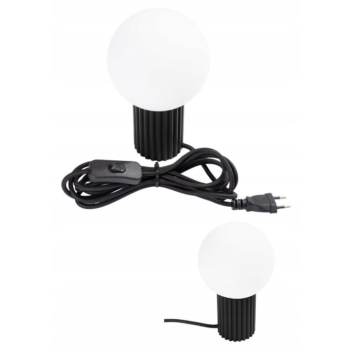 Lampă de birou Sollux Lighting Kula HALO, sferică, neagră, 12x12x19cm