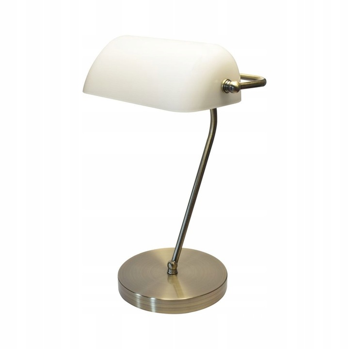 Lampa birou Nilsen E27 Banker, alama, abajur alb, 41x22cm