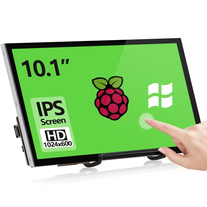 HAMTYSAN 10,1 hüvelykes hordozható monitor, 1024x600, állvánnyal, érintőképernyős