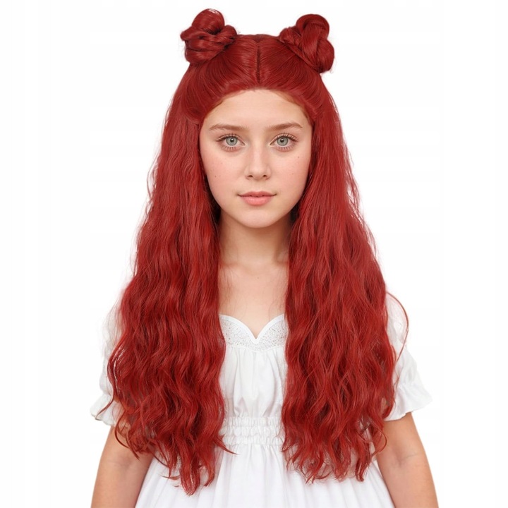 Peruca lunga rosie, 60 cm, ajustabila, pentru cosplay