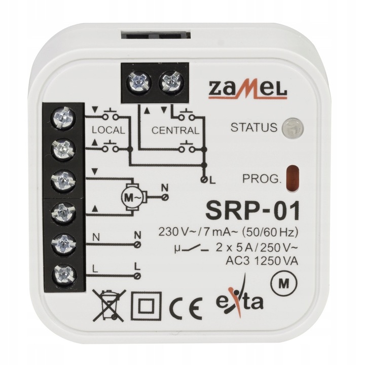 Controler Zamel SRP-01 pentru jaluzele, montaj incastrat, 230V, comanda locala si centrala, eficient energetic