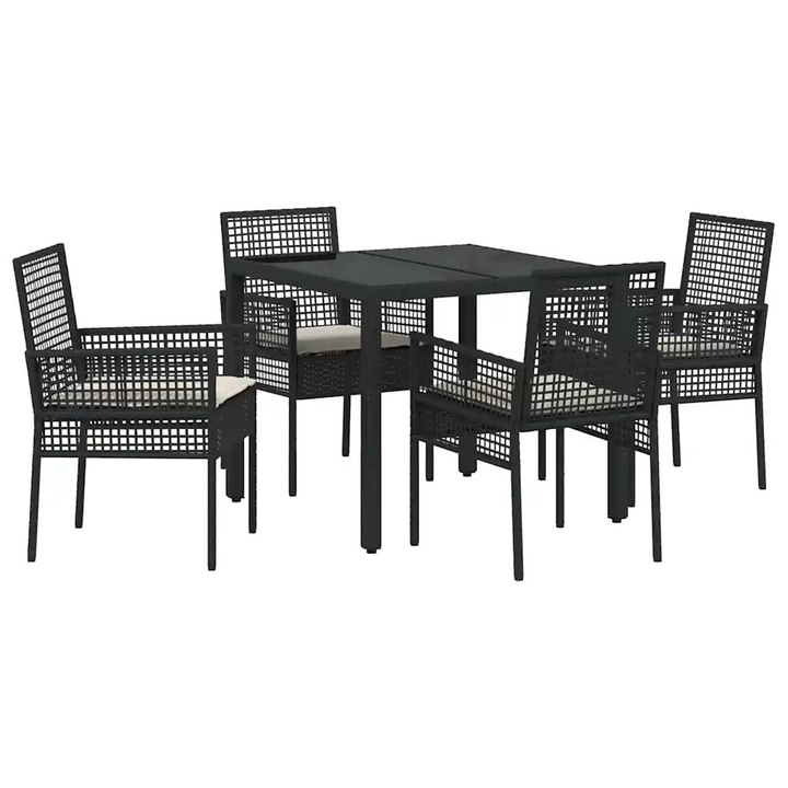 Set de masa pentru gradina vidaXL, 5 pcs Negru Rattan poli