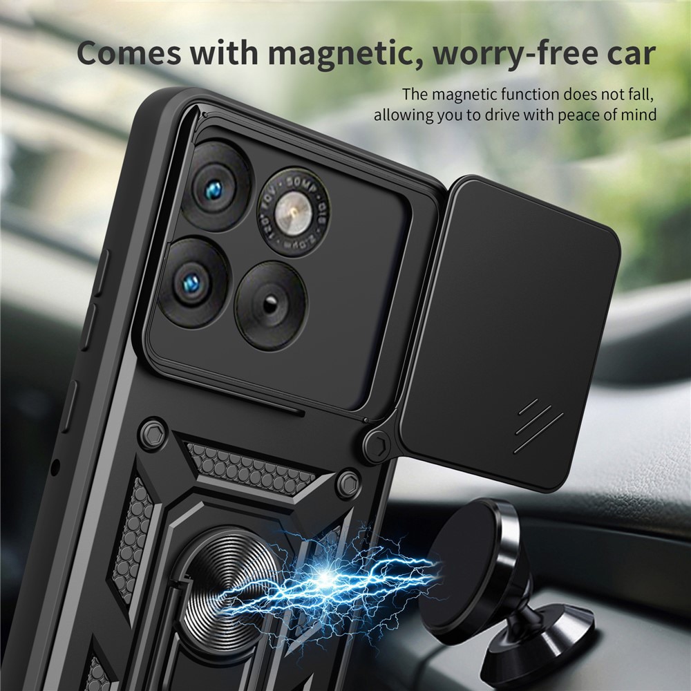 Husa pentru Motorola Edge 70 Max Ring Armor Kickstand Tough Rugged Cover cu protectie camera, negru