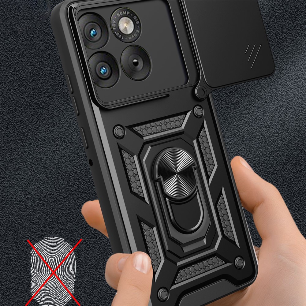 Husa pentru Motorola Edge 70 Max Ring Armor Kickstand Tough Rugged Cover cu protectie camera, negru