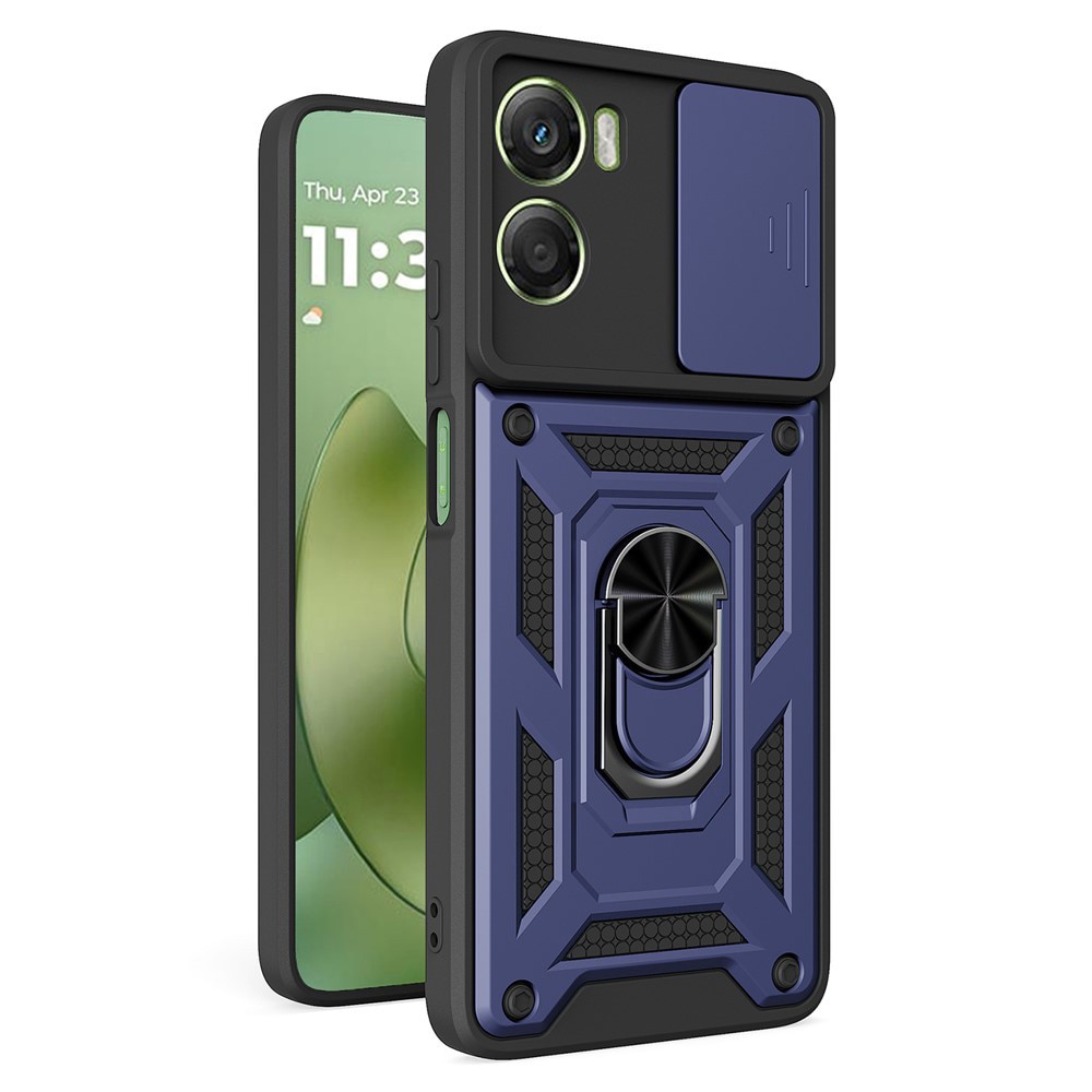 Husa pentru Motorola Moto G06 cu inel rotativ 360 Daden, Camshield series, Hybrid Antisoc, Slider pentru protectia camerei, Albastru