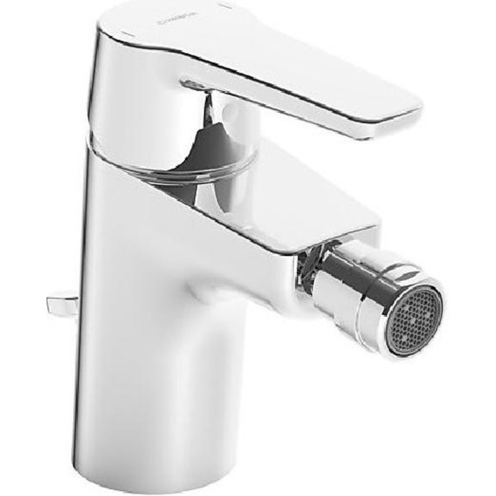 Baterie bidet Hansa, crom, 136mm inaltime, 106mm lungime, cu set de evacuare
