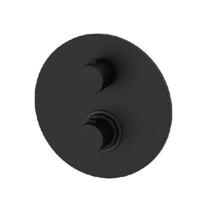 Baterie termostatica pentru dus Paffoni, 3 iesiri, negru mat, O 200 mm