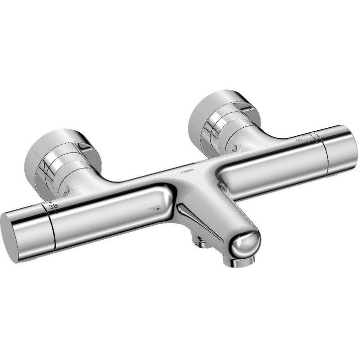 Hansa termosztátos kádcsaptelep, króm, fali rögzítés, 180 mm hosszúság, 60 mm rozetta átmérő