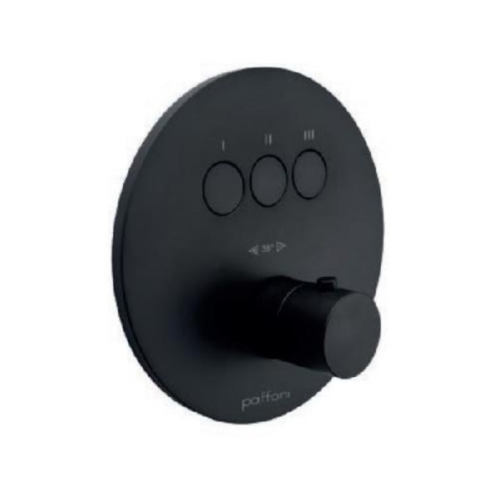Термостатичен смесител Paffoni, за 3 консуматора, мат, G 1/2", Ø 180мм
