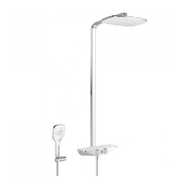 Комплект за душ Hansa Wellfit с термостат, 36x22 см, бял/хром, 3 уелнес програми