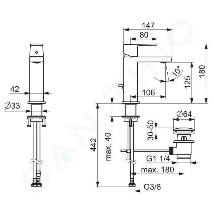 Hansa csaptelep, Stela, króm, 180mm magasság, 106mm hosszúság, elforgatható funkcióval