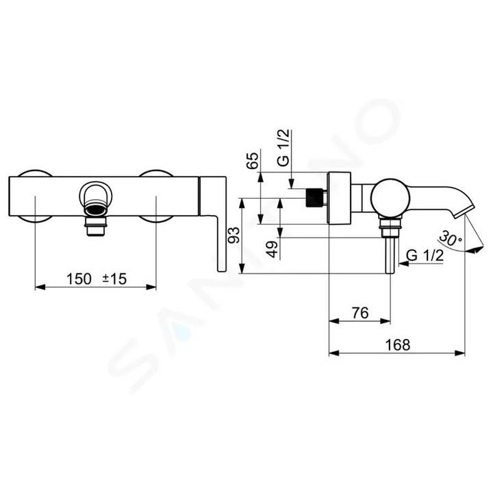 Hansa csaptelep, króm, 150mm, 12,6l/perc, kerámia patron O 40mm