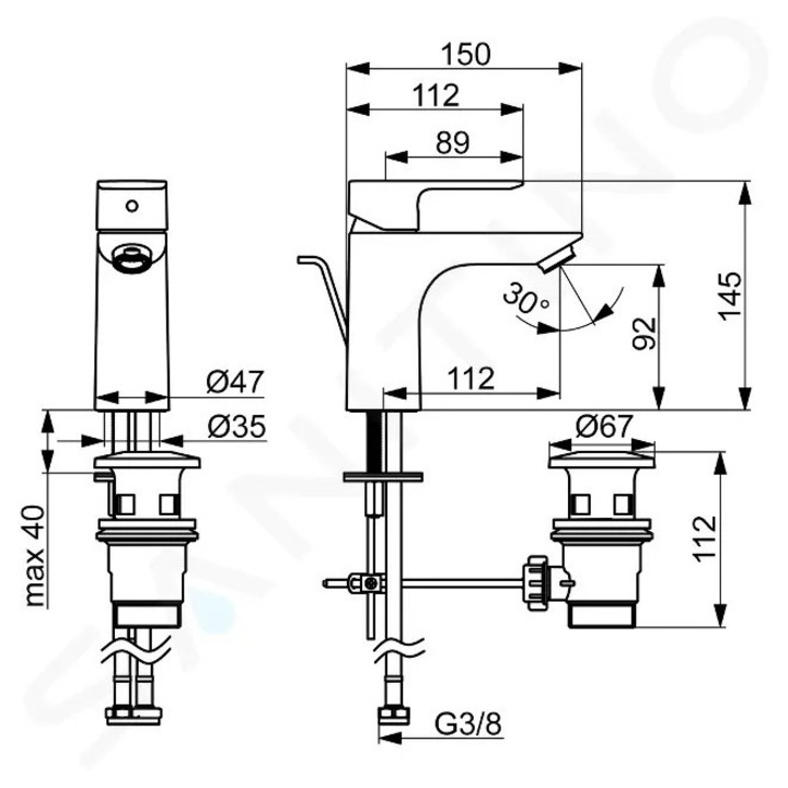 Hansa Basic XL szaniter csaptelep, króm, magasság 145mm, hosszúság 112mm, egylyukú szerelés