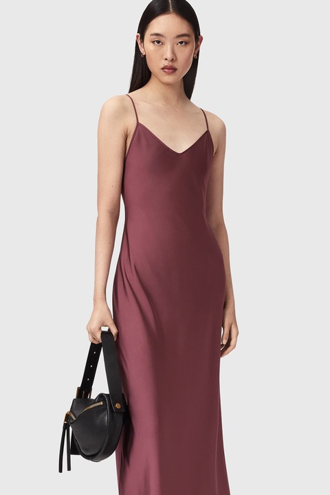 AllSaints, Сатинирана рокля Bryony, Бледовиолетов