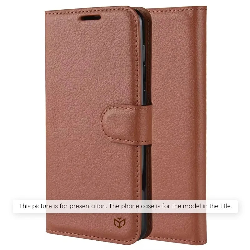 Husa pentru Xiaomi Redmi Note 15 Pro 5G, SKYDDAR INNOVATION, Leather Folio tip Carte, cu Portofel Interior, Finisaje Premium, set cu sticker, Maro