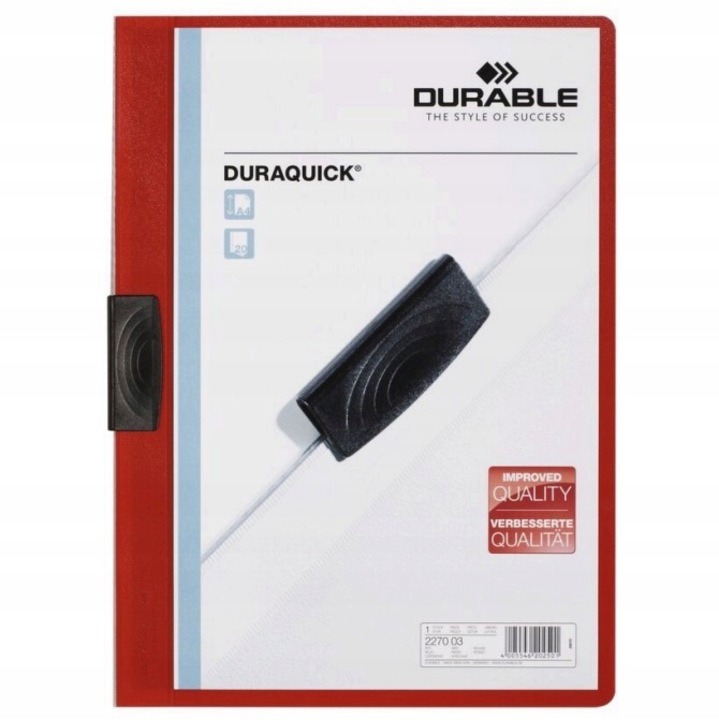 Dosar proiecte A4, Durable, rosu, capacitate 20 coli, set 20 bucati