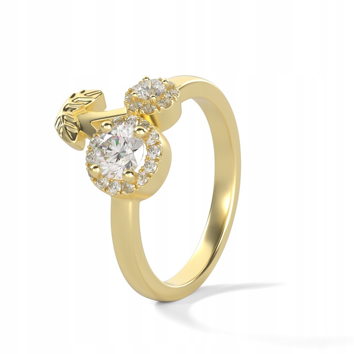 Inel Little Angel, auriu, diametru 19 mm, cu zirconii