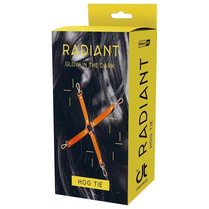 Set imobilizare 4 puncte Dream Toys Radiant Hog Tie fosforescent portocaliu 30x30cm