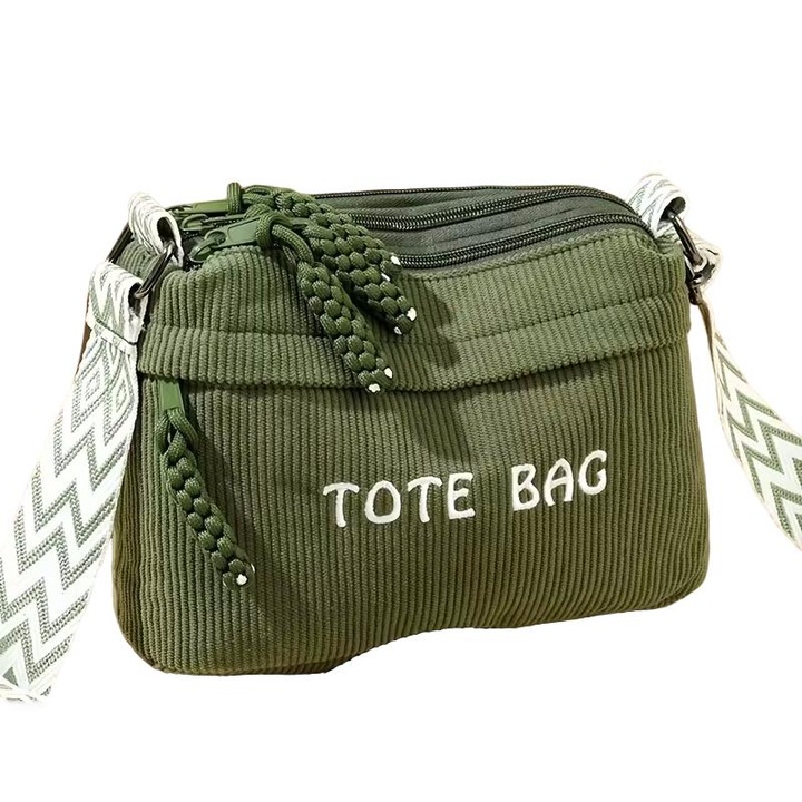 Geanta tote LUXWTB A31,verde, material catifea, stil versatil