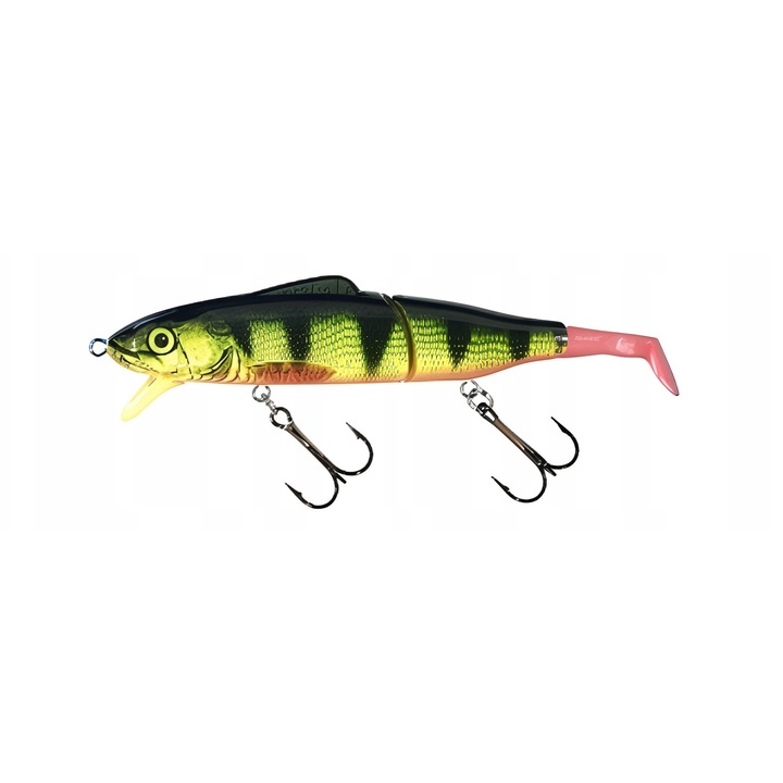 Wobbler Jaxon Gerit 11+3cm Plutitor, cu corp articulat, zornaitoare interna, multicolor, 14cm