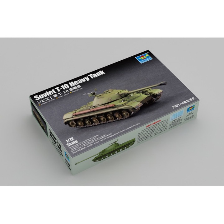 Set model tanc greu sovietic T-10 Trumpeter, 1:72, 136x49mm, necesită lipire și vopsire