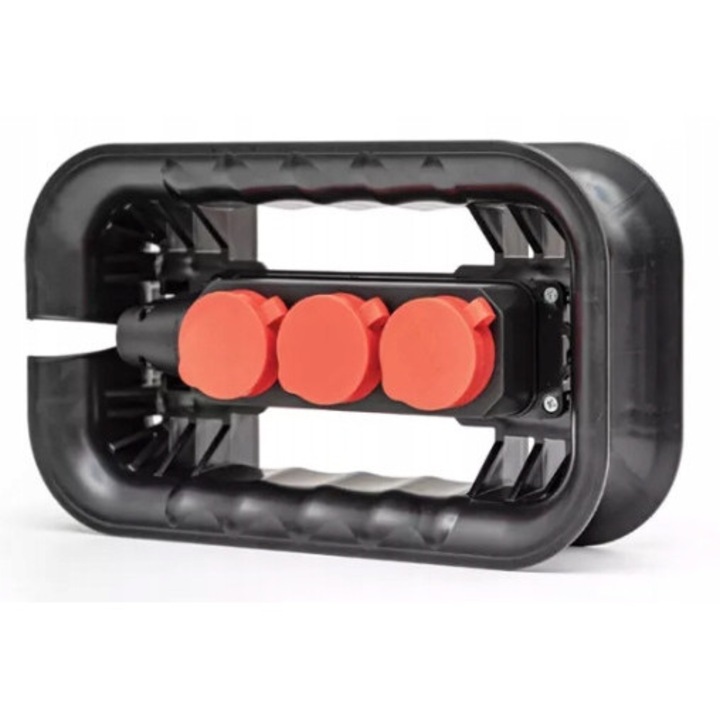 Suport Cablu QBRICK SYSTEM cu Priză Electrică, 3 prize tip F, Protecție IP44, Plastic ABS, Set