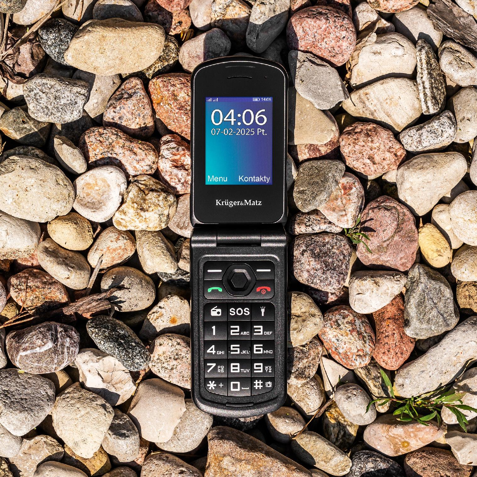 Telefon mobil Kruger&Matz Iron 5 Flip, 4G, Dual SIM, IP68, negru, 108x55x23mm