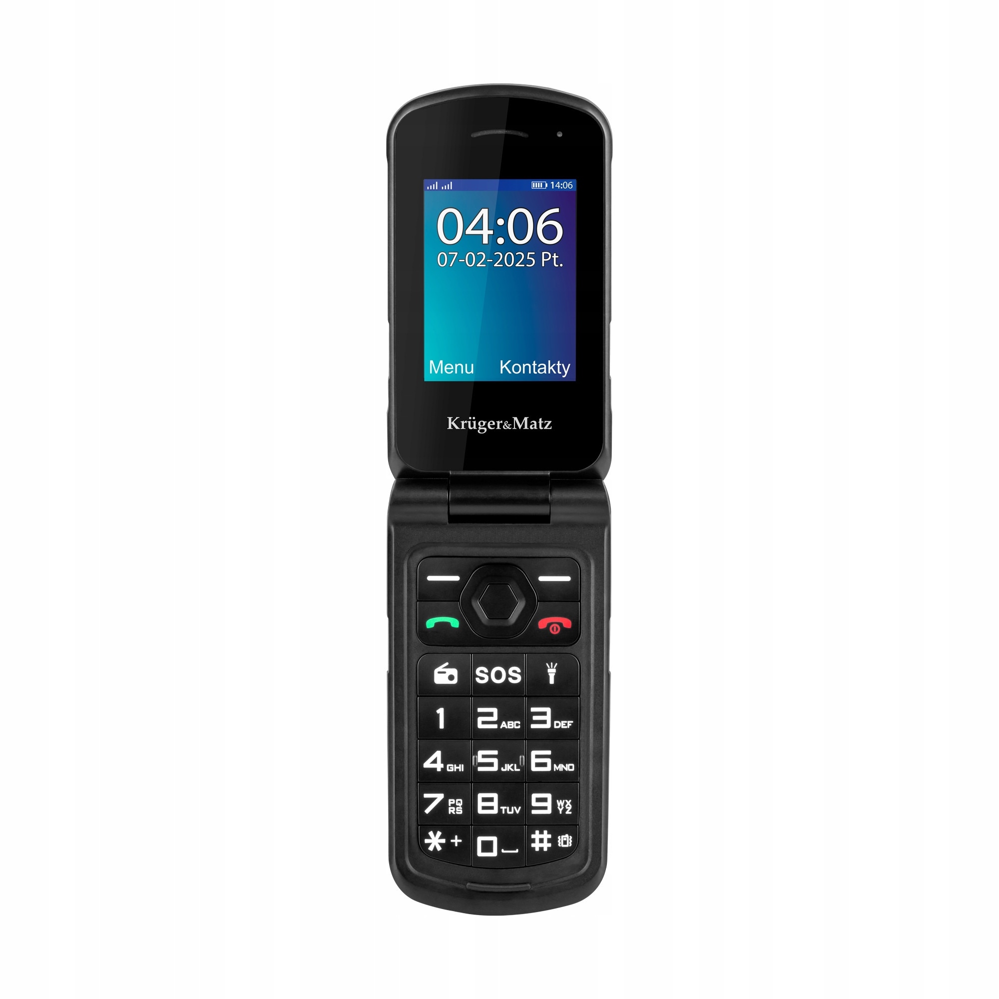 Telefon mobil Kruger&Matz Iron 5 Flip, 4G, Dual SIM, IP68, negru, 108x55x23mm