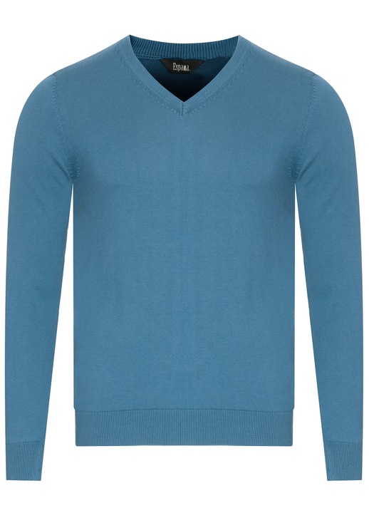 Pulover barbati, Espada, 60000VY-S4, albastru deschis, 100% bumbac, decolteu in V, M INTL