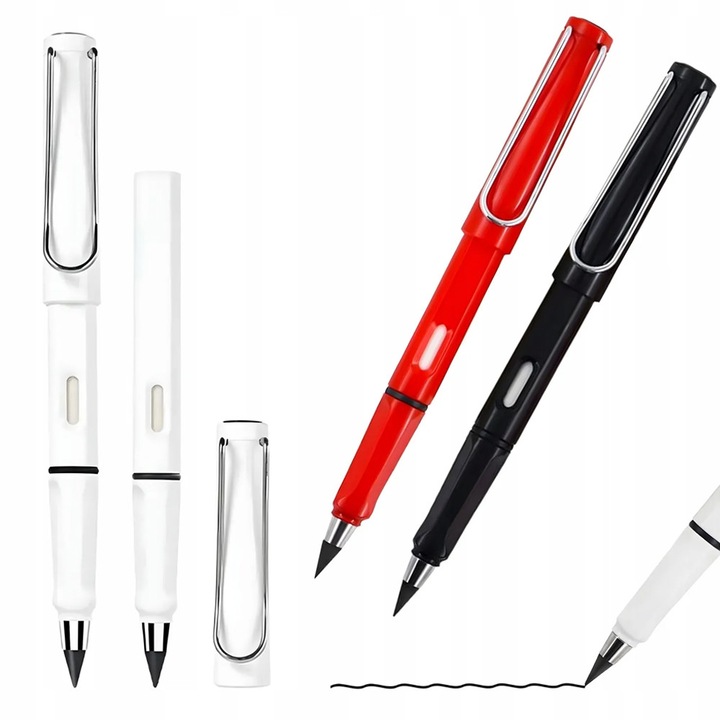 Set 3x Creioane B2 Automate cu Varf din Aliaj de Grafit-Metal, Durabilitate ridicata, Radiera integrata, Multicolor