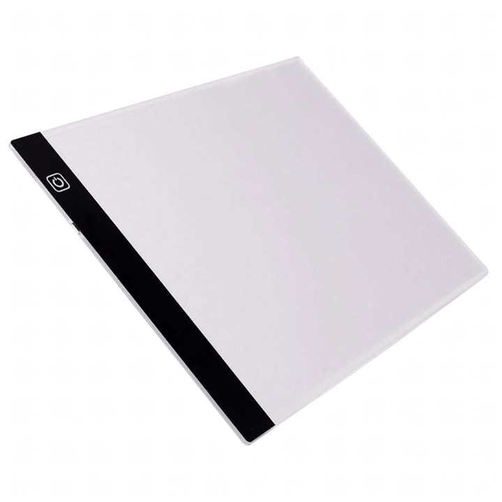 Tableta Grafica A4 pentru Desene, Schite, Iluminare LED pentru Copiere Desene, de Precizie, Ajustare Lumina, din Sticla Acrilica, Protectii Multiple