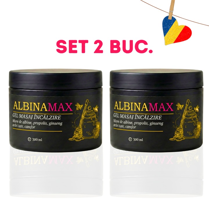 Set 2 Bucati Gel Albina Max Ortofino, 600 ml – gel natural pentru masaj, dureri articulare, reumatism si inflamatii. Calmeaza rapid, sustine mobilitatea articulatiilor (genunchi, spate, umeri)
