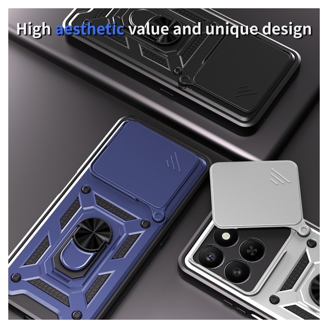 Husa Spate Upzz® Camshield Compatibila Cu Honor X5c Plus, Protectie La Camere, Inel Metalic, Stand - Verde