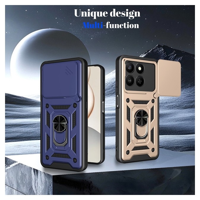 Husa Spate Upzz® Camshield Compatibila Cu Honor X5c Plus, Protectie La Camere, Inel Metalic, Stand - Verde